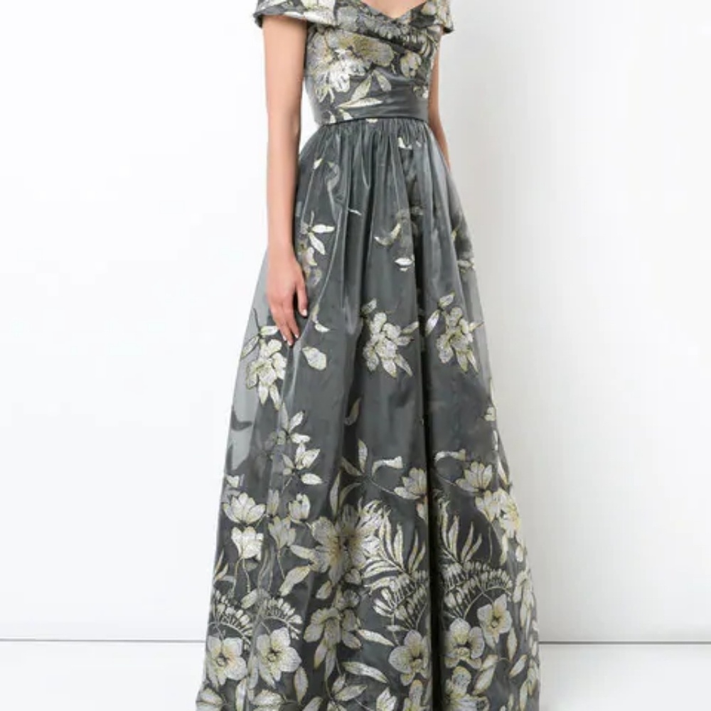 Embroidered off the shoulder gown